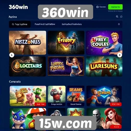 Visão geral da oferta de jogos no site 360win